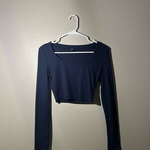 SHEIN Blue Fitted Bodysuit Crop Top
